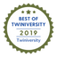 Badge with 'Best of Twiniversity 2019' text and stars on a white background