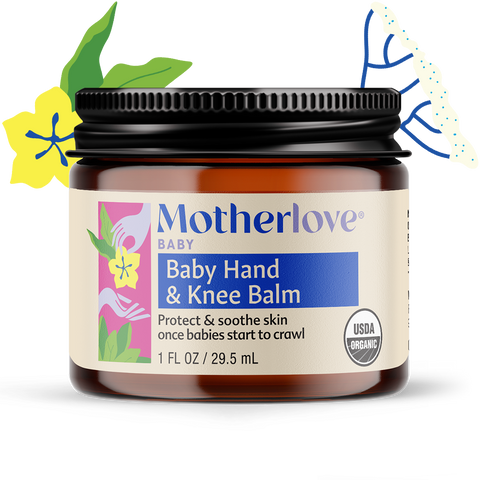 Jar of Motherlove Baby Hand & Knee Balm on a white background