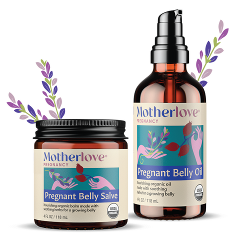 Pregnant Belly Salve and Pregnant Belly Oil bottles