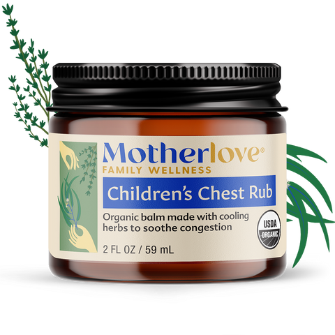 Jar of Motherlove Children's Chest Rub with a white background
