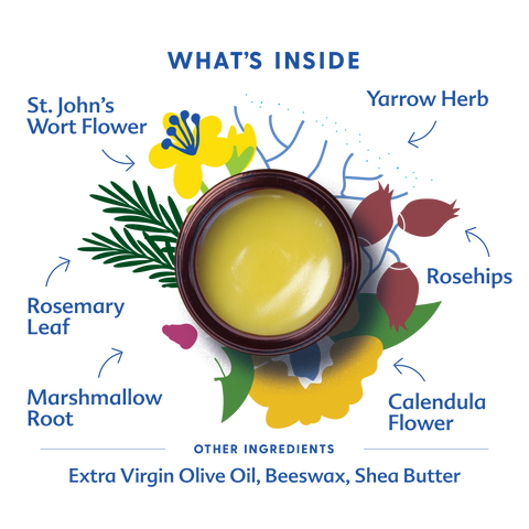 What's inside c-section cream with jar and illustrated herbs around