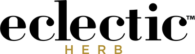 Logo of 'eclectic HERB' with black text on a white background