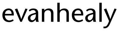 Black 'evanhealy' text on a white background